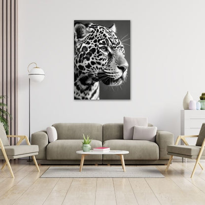 Black and White Closeup Leopard Pre-Printed Canvas