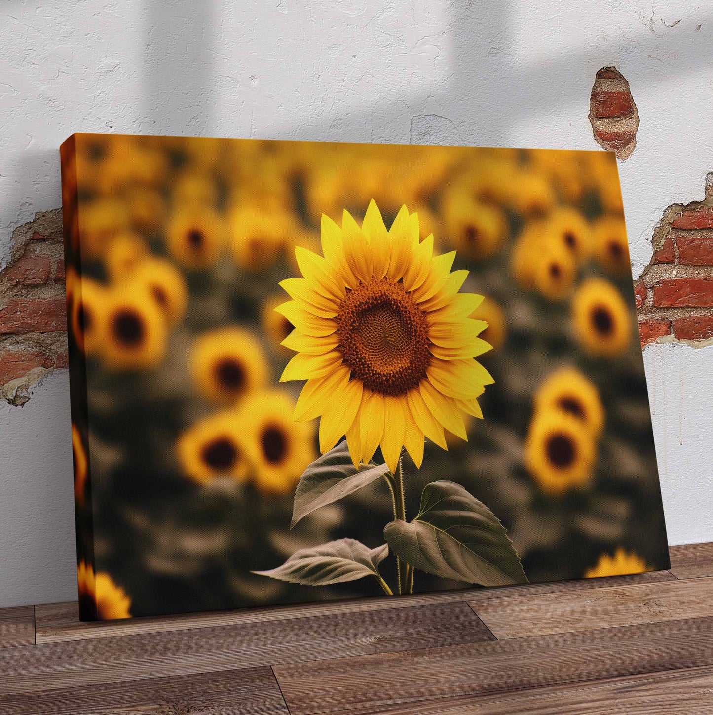 Small Blurred Sunflower Pre-Printed Canvas