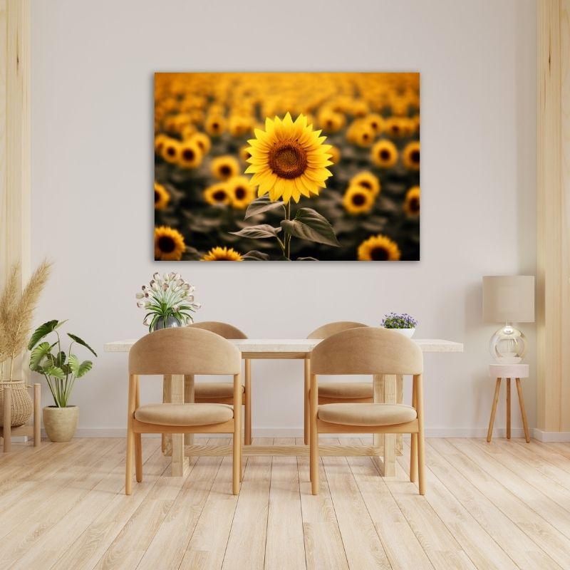 Small Blurred Sunflower Pre-Printed Canvas