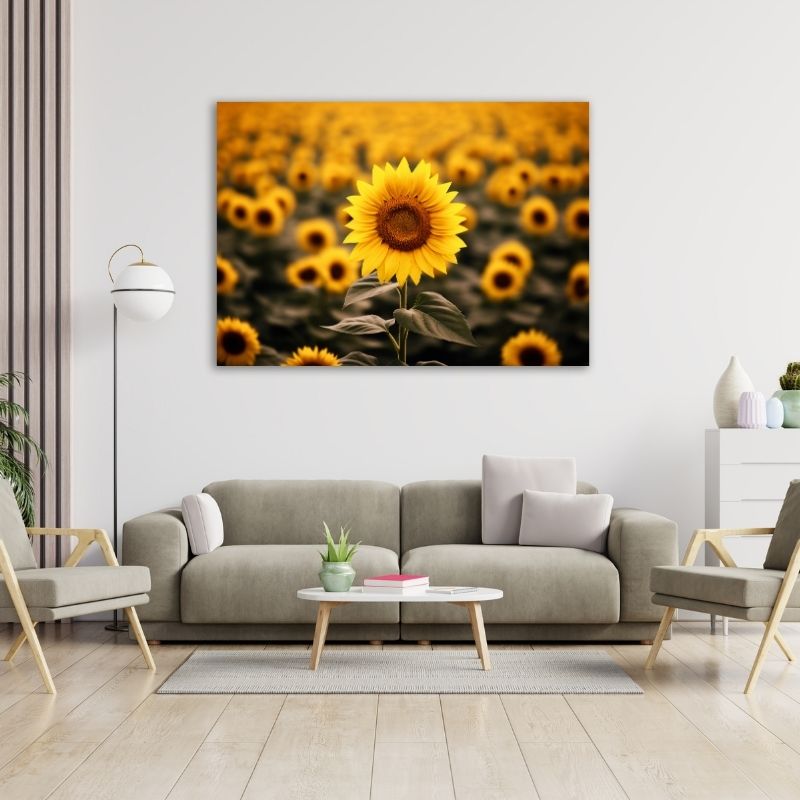 Small Blurred Sunflower Pre-Printed Canvas
