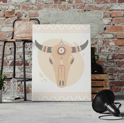 Boho Buffalo Skull Pre-Printed Canvas