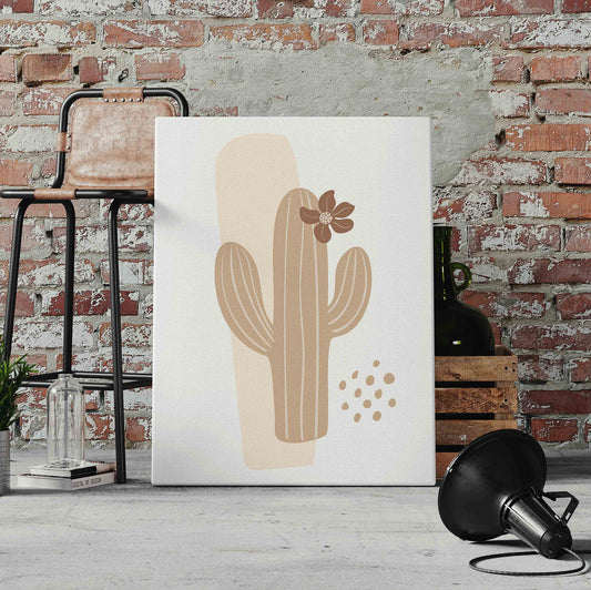 Boho Cactus with Flower Pre-Printed Canvas