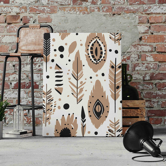 Boho Feather Pattern Pre-Printed Canvas