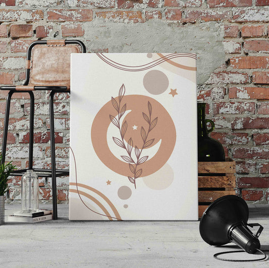 Boho Flower and Moon Pre-Printed Canvas