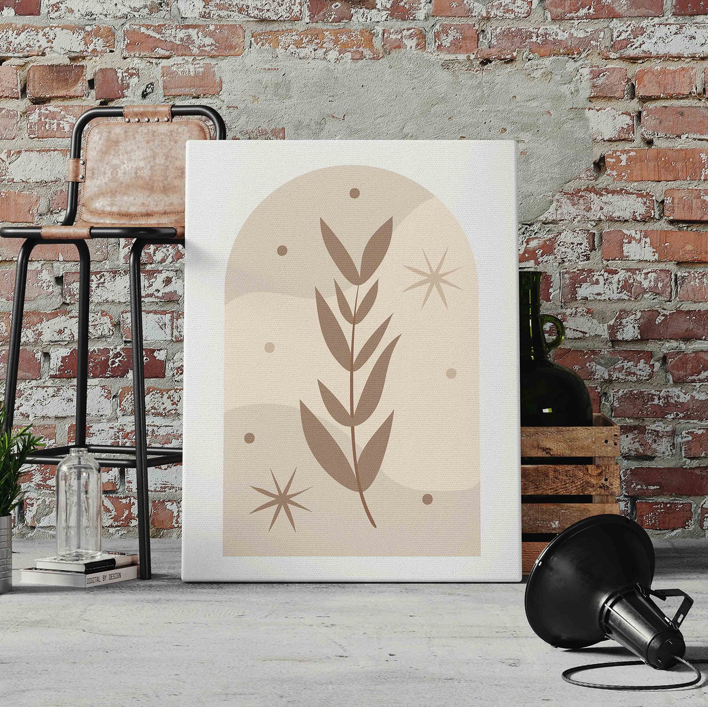 Boho Leaf Light Pre-Printed Canvas