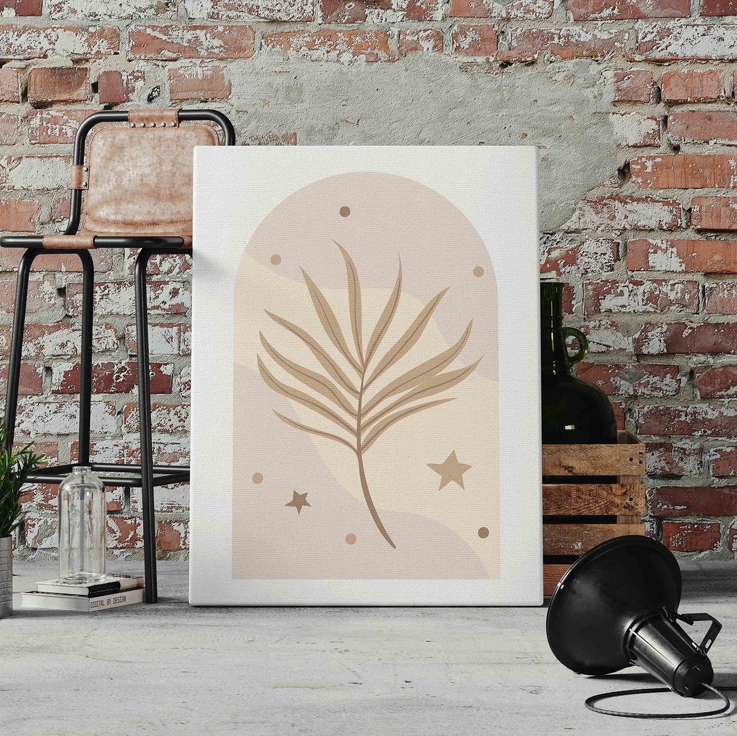 Boho Leaf Wave Pre-Printed Canvas