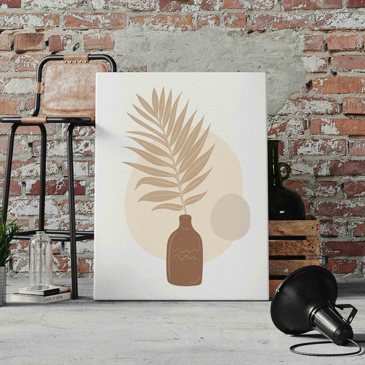 Boho Leave in Pot Tall Pre-Printed Canvas