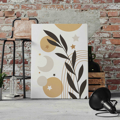 Boho Moon And Stars Pre-Printed Canvas