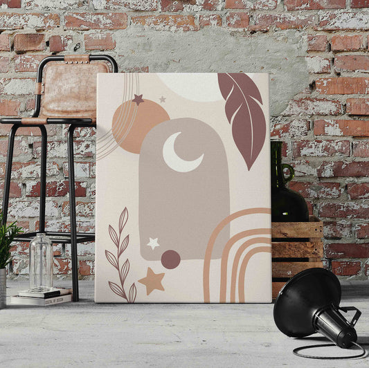 Boho Moon Pattern Pre-Printed Canvas