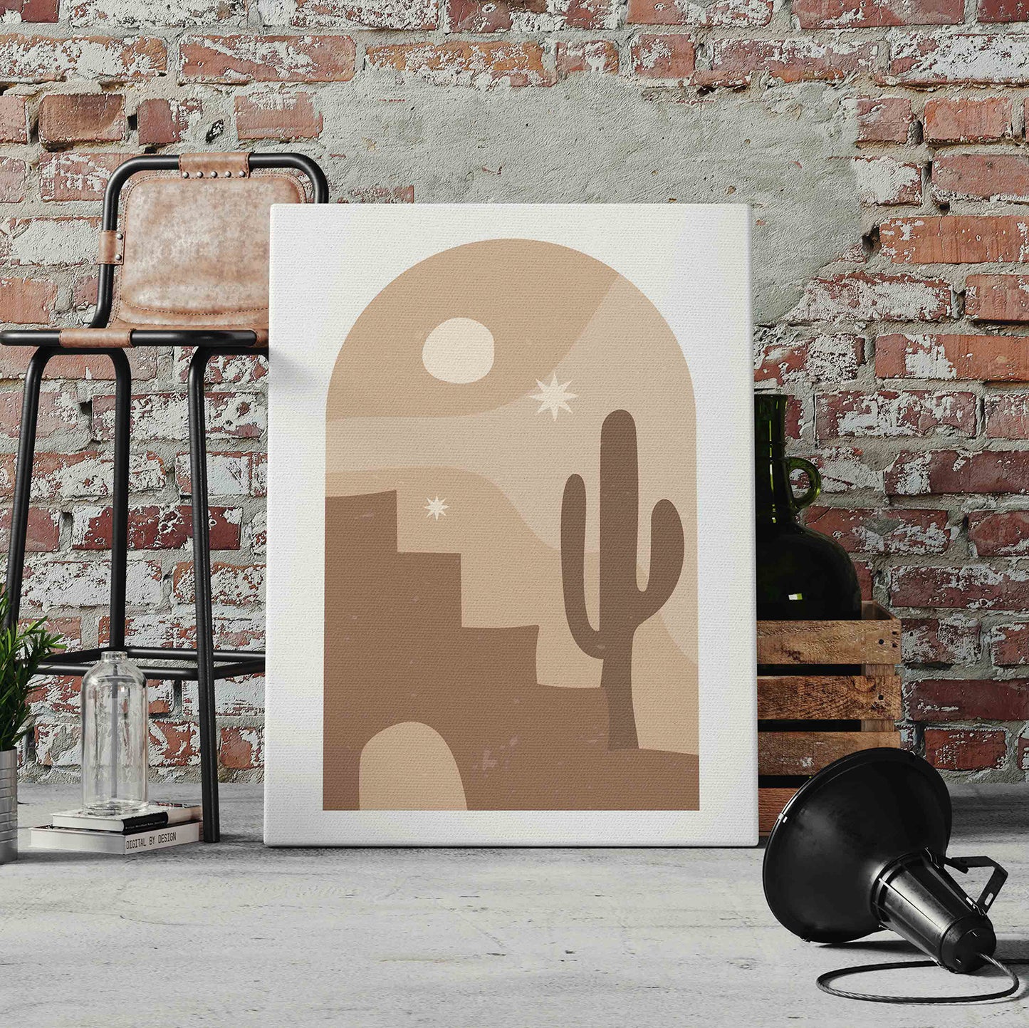 Boho Stairs and Cactus Pre-Printed Canvas