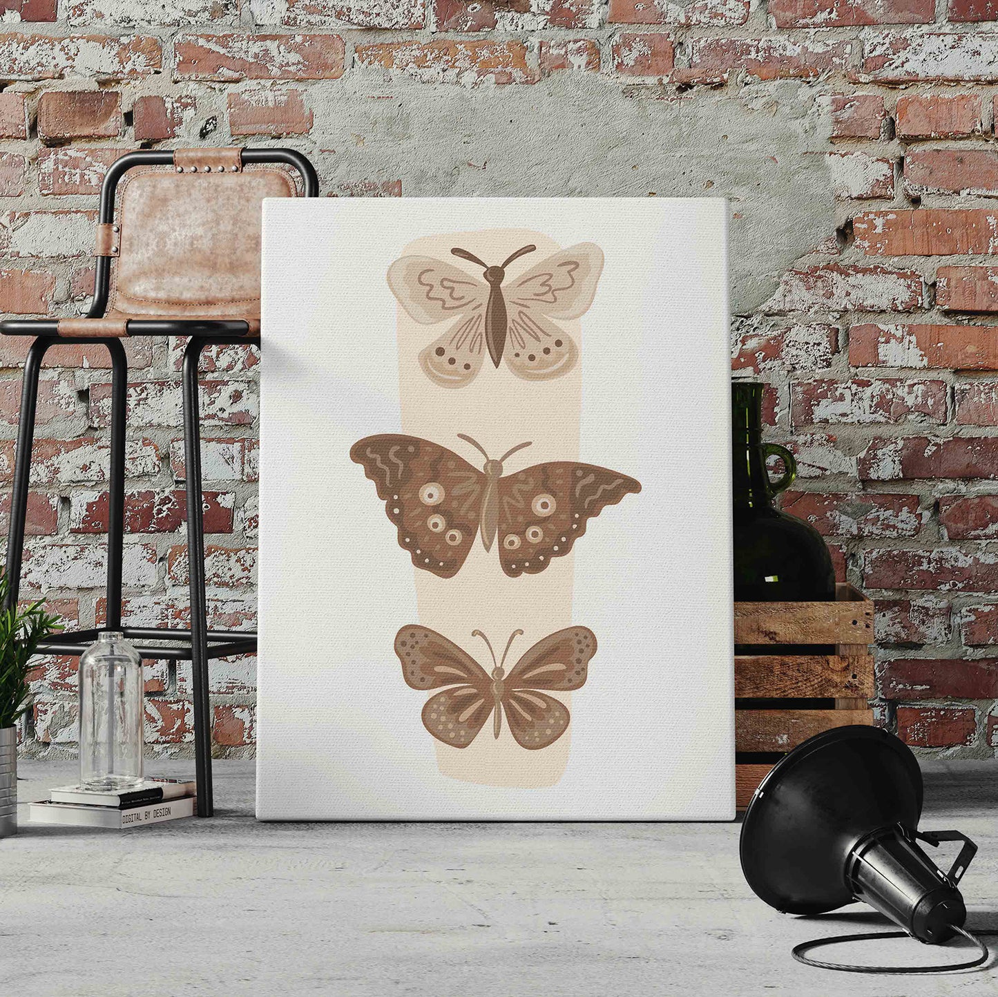 Boho Triple Butterfly Pre-Printed Canvas