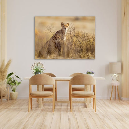 Cheetah With Cub Pre-Printed Canvas