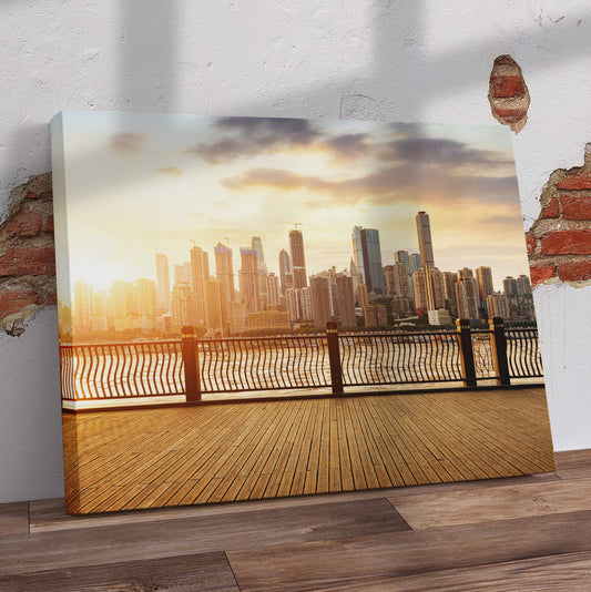 China Urban Landscape Pre-Printed Canvas