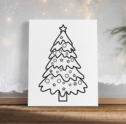 Christmas Tree with Decorations Canvas Paint Kit