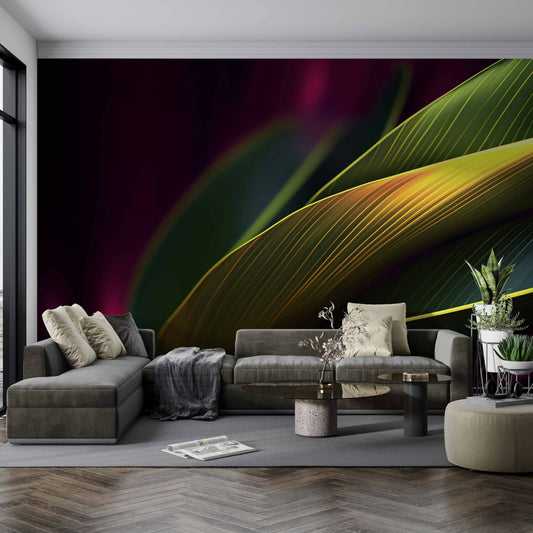 Colourful Flower with Yellow Stripe Wallpaper
