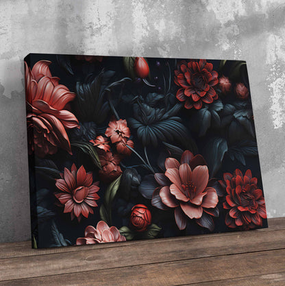 Dark Floral Pattern Pre-Printed Canvas