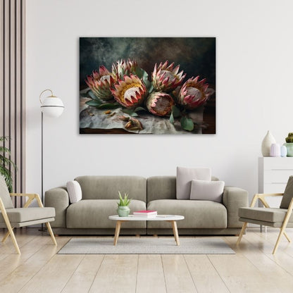 Dark Protea Pre-Printed Canvas