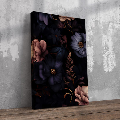 Dark Purple Flowers Pre-Printed Canvas