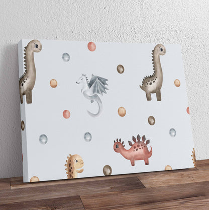 Dinosaurs and Dots Pre-Printed Canvas