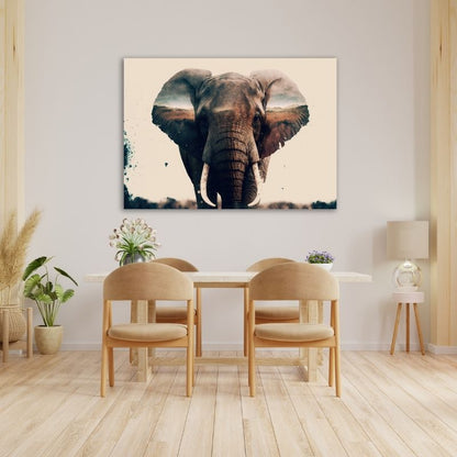 Closeup Elephant Pre-Printed Canvas