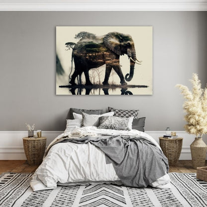 Elephant Reflection Pre-Printed Canvas