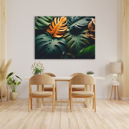 Exotic Leaves Pre-Printed Canvas