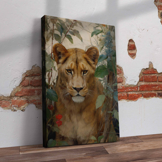 Lioness Floral Art Pre-Printed Canvas