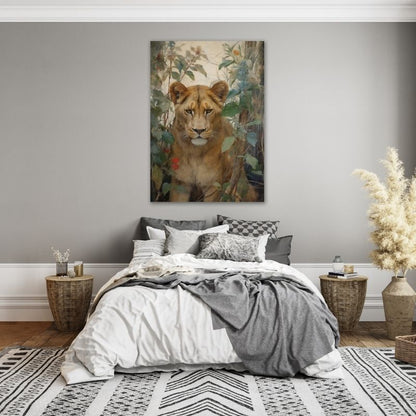 Lioness Floral Art Pre-Printed Canvas