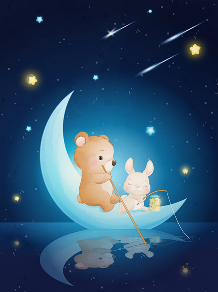 Fishing From The Moon Nursery Canvas