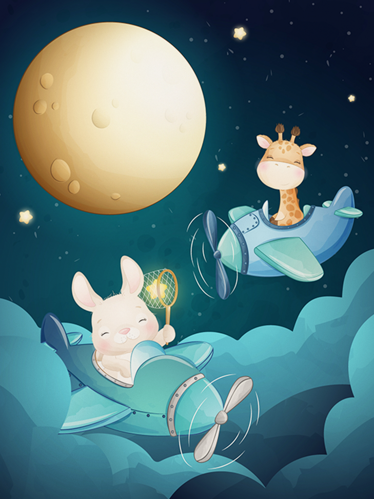 Flying Between The Stars Nursery Canvas