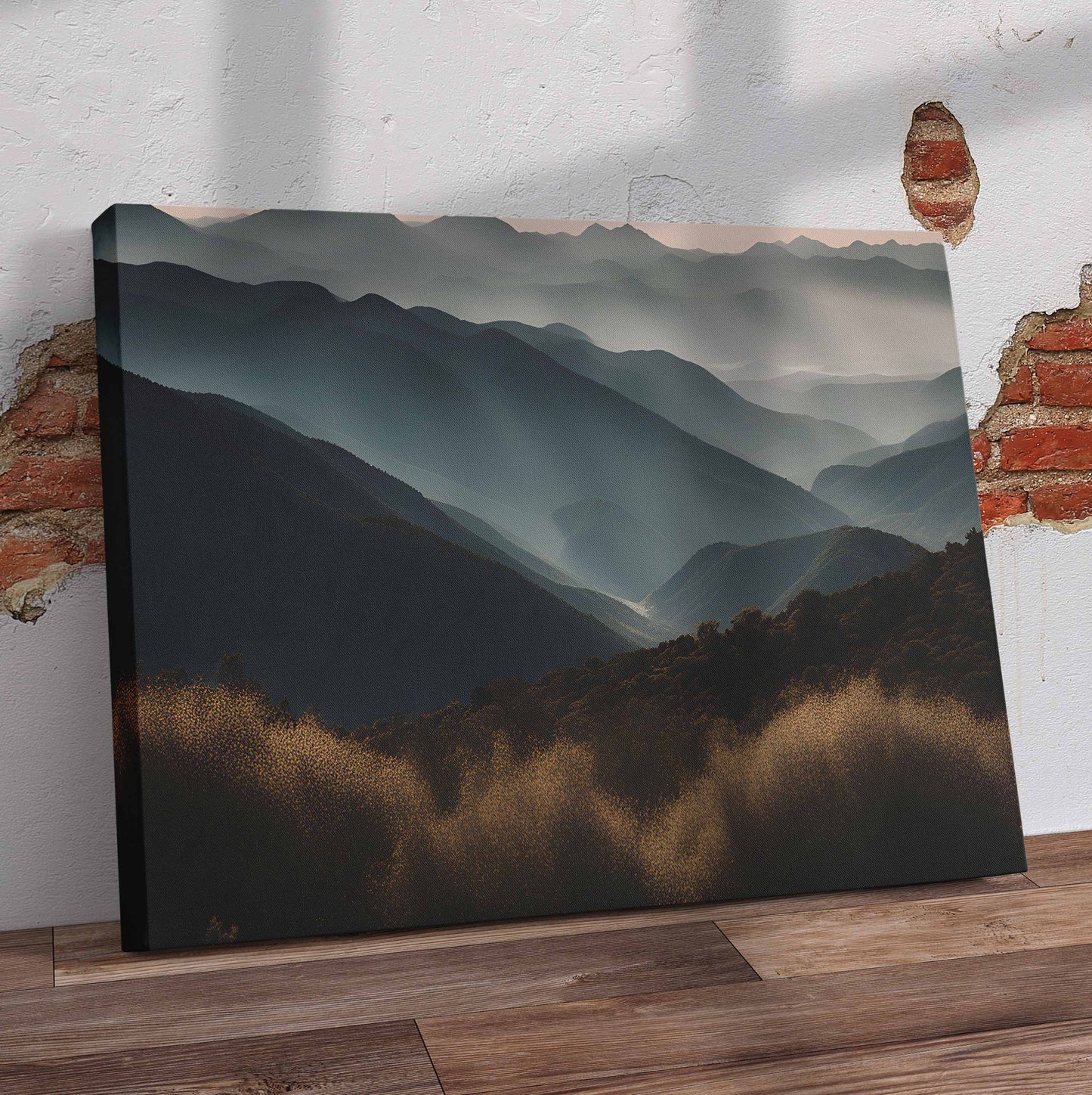 Foggy Mountain Landscape Pre-Printed Canvas