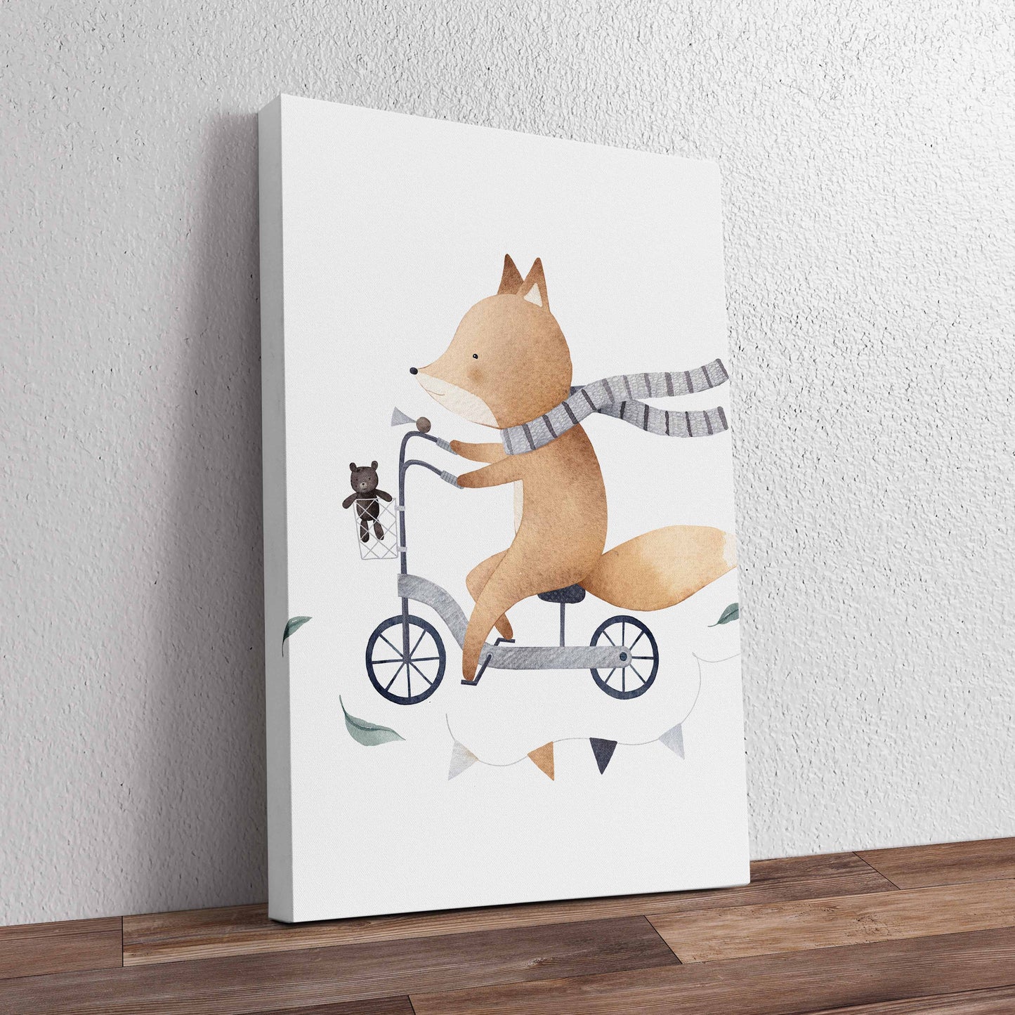 Fox On Bicycle Pre-Printed Canvas