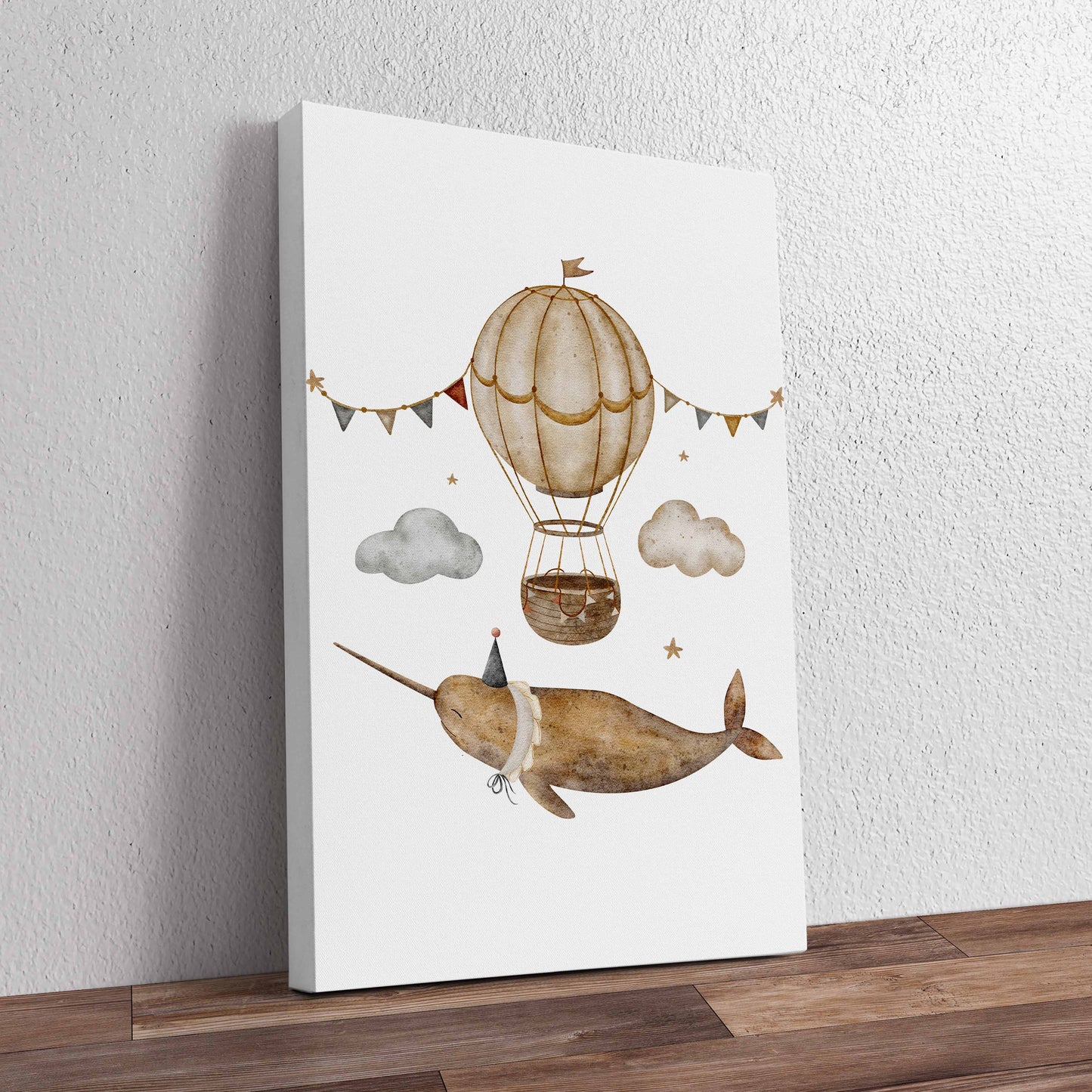 Gold Swordfish with Hot Air Balloon Pre-Printed Canvas