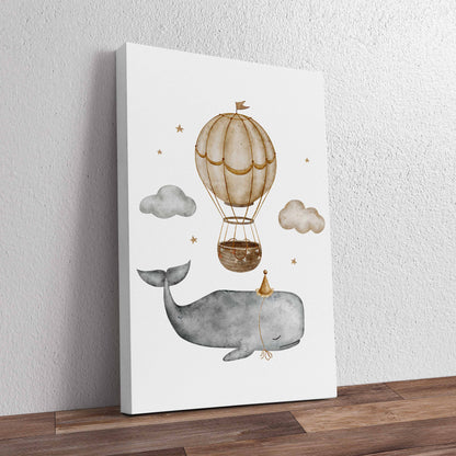 Grey Whale Hot Air Balloon Pre-Printed Canvas