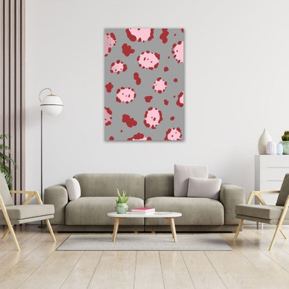 Grey with Pink Leopard Pre-Printed Canvas
