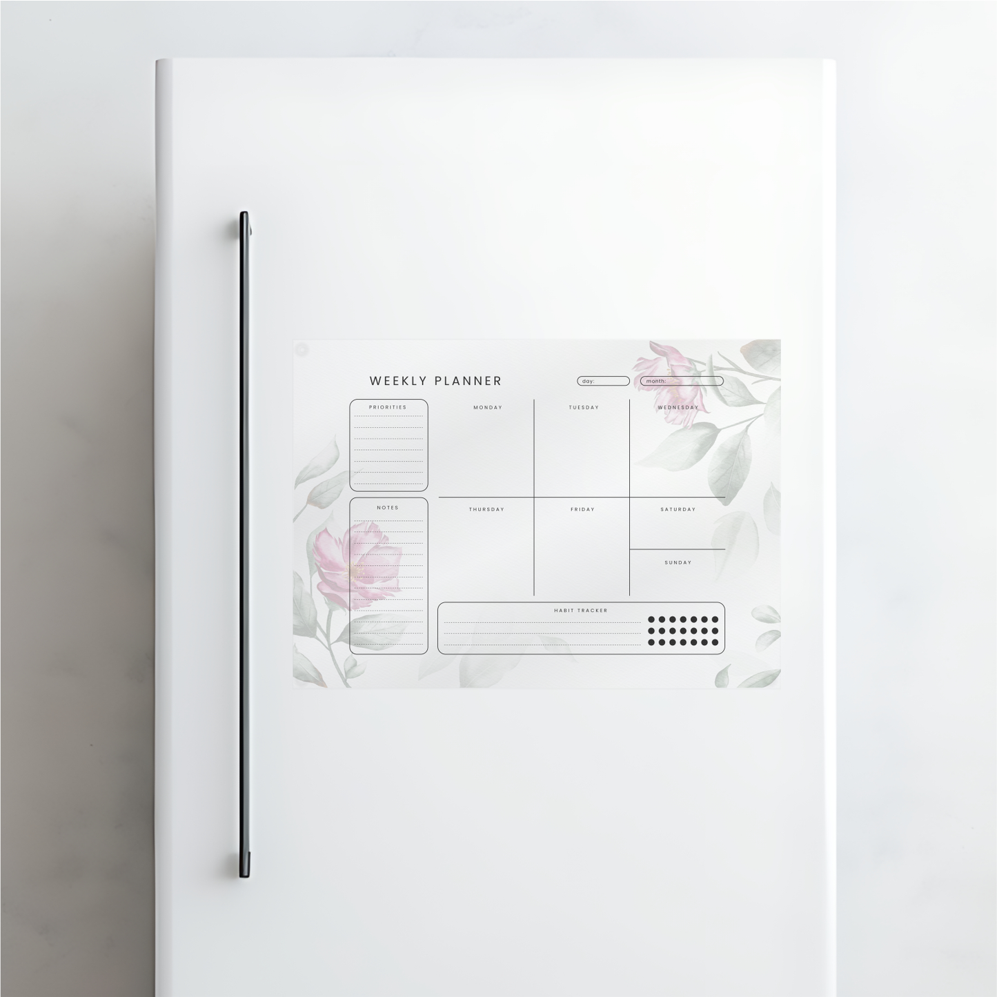 Pink Roses Weekly Acrylic Planner