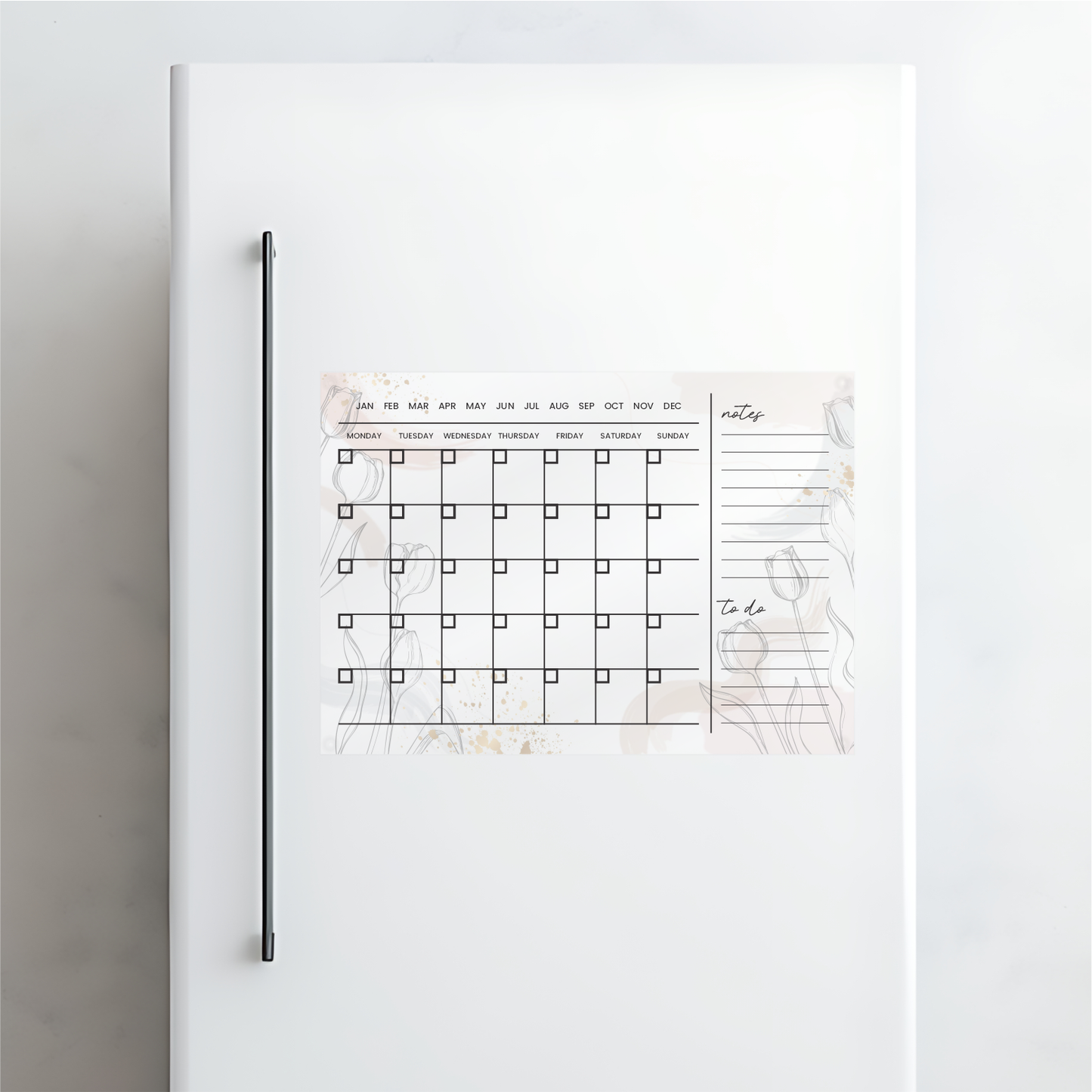 Soft Flowers Monthly Acrylic Planner