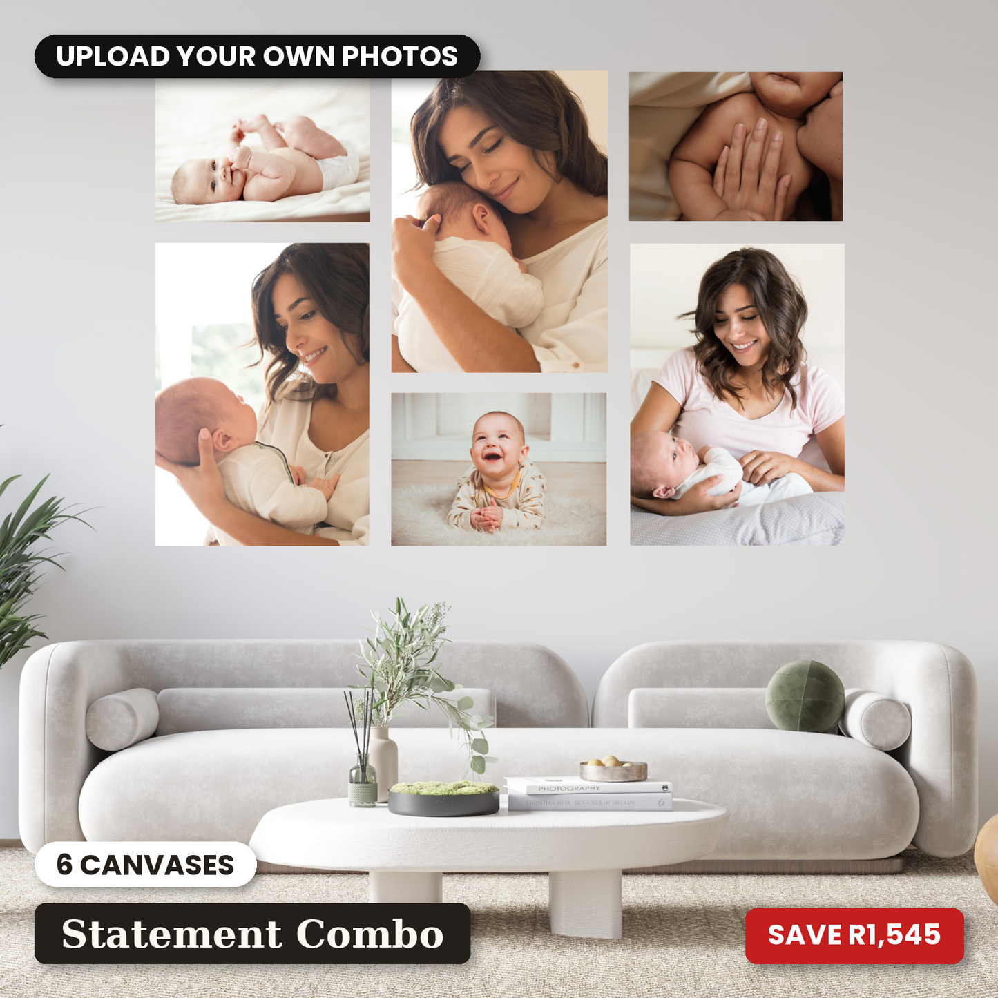 Large 6 Piece Puzzle Statement Canvas Combo