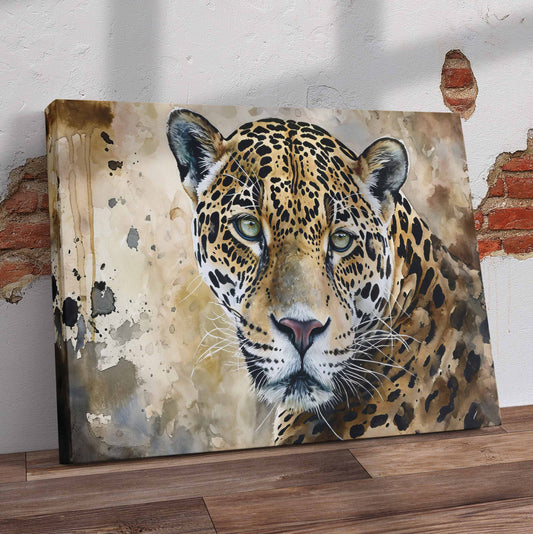 Closeup Watercolour Leopard Pre-Printed Canvas