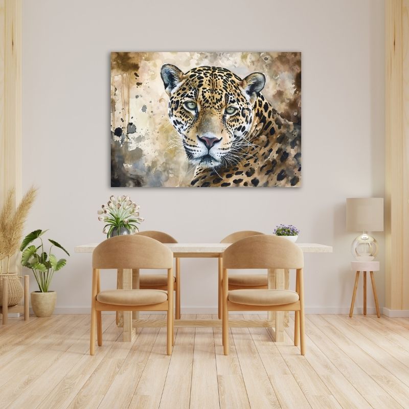 Closeup Watercolour Leopard Pre-Printed Canvas