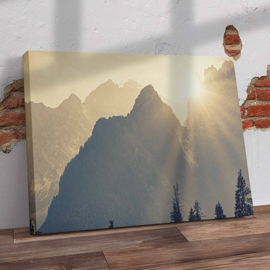 Light Through Mountains Pre-Printed Canvas