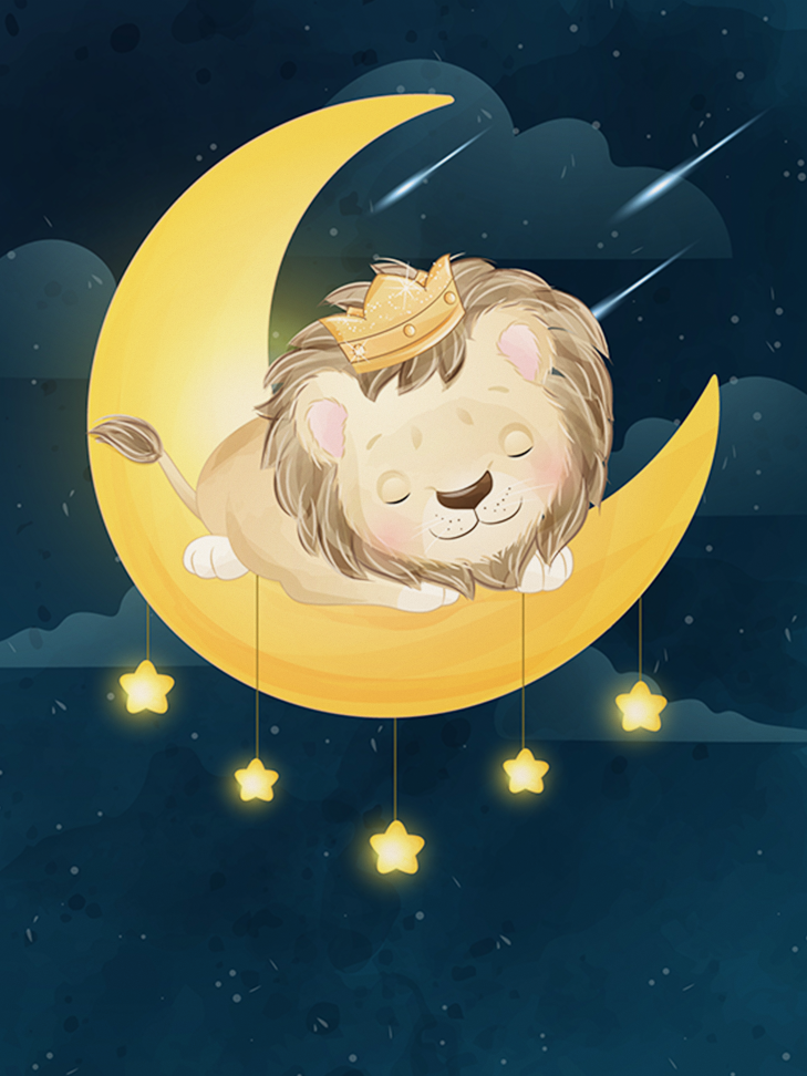 Lion Moon Nursery Canvas