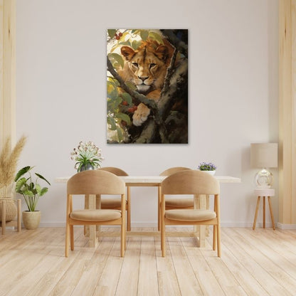 Lioness in Tree Pre-Printed Canvas