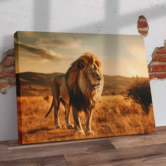 Lion In Field Pre-Printed Canvas