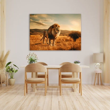 Lion In Field Pre-Printed Canvas