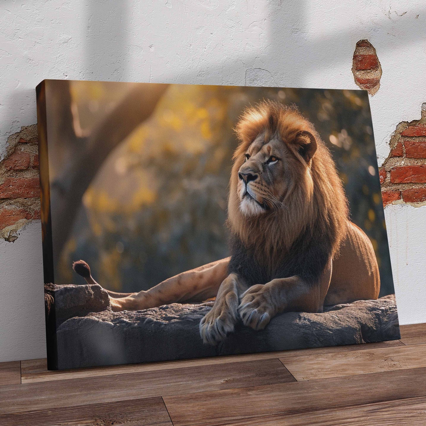 Lion on Rock Pre-Printed Canvas