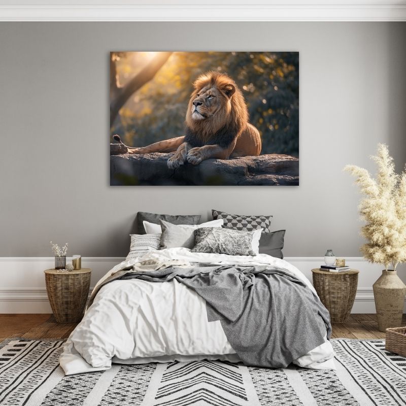 Lion on Rock Pre-Printed Canvas