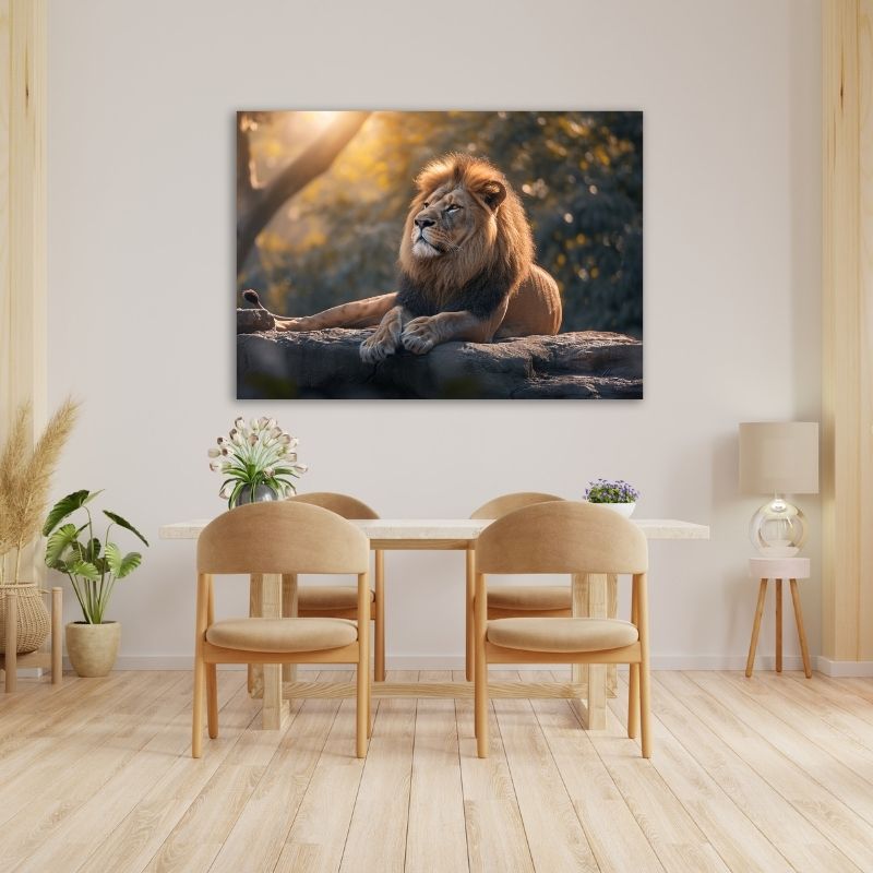 Lion on Rock Pre-Printed Canvas