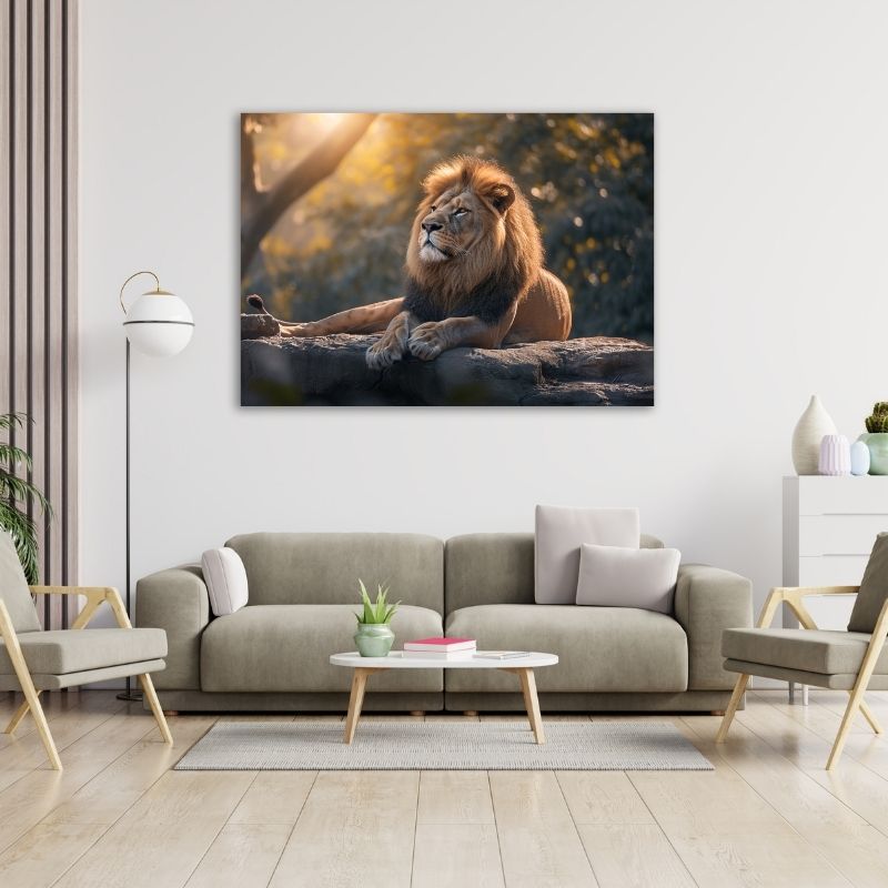 Lion on Rock Pre-Printed Canvas