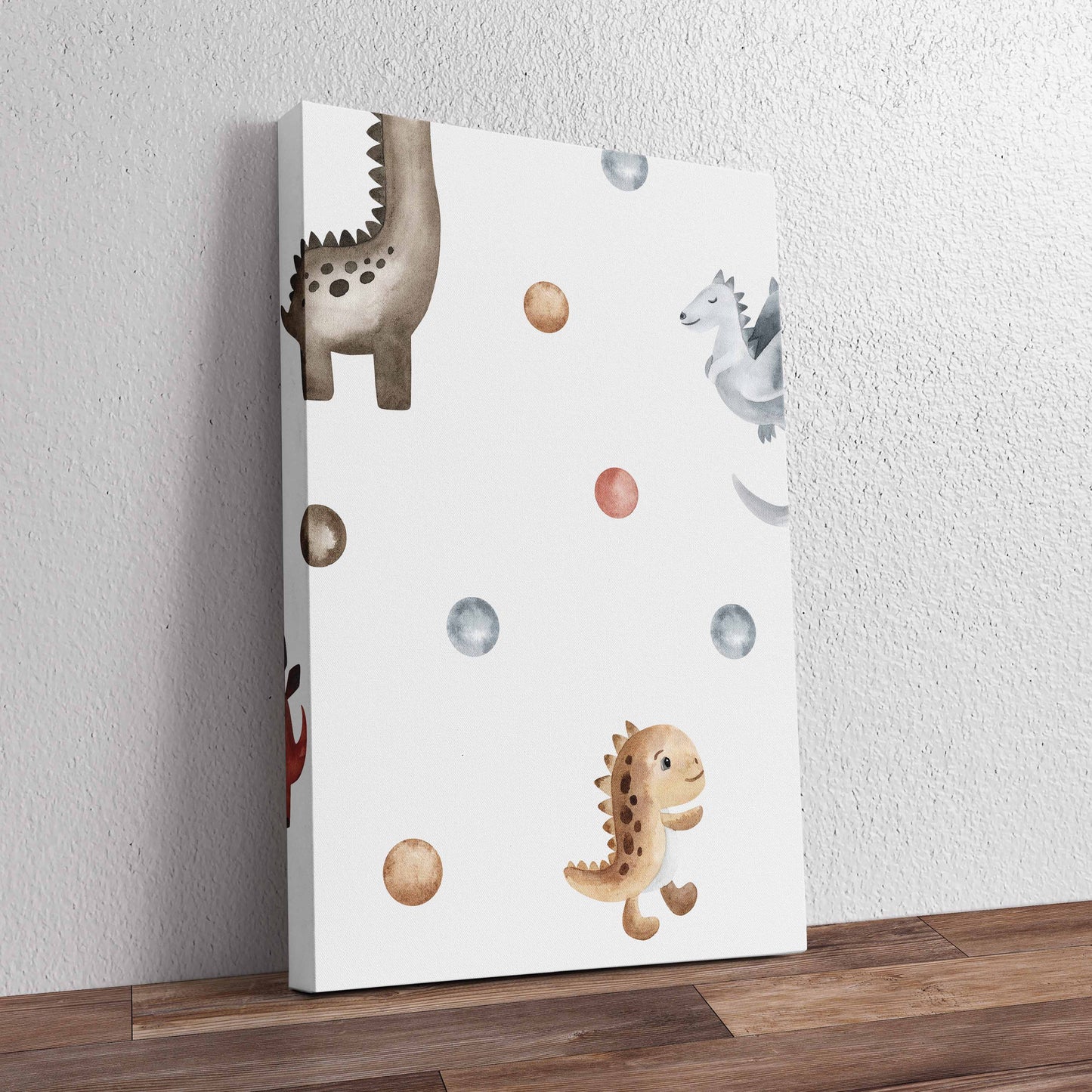 Little Dinosaurs with Dots Pre-Printed Canvas